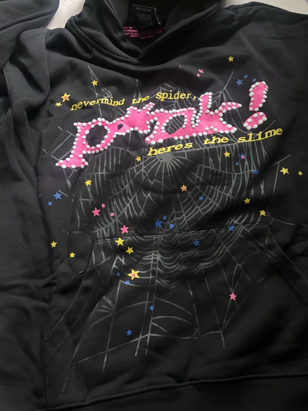 Kids Black Hooded Sweatshirt with Pink 'Prick!' Graphic